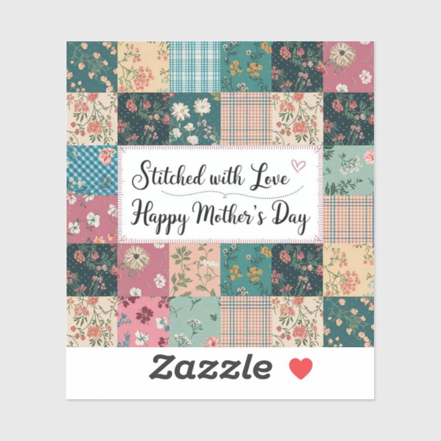 Happy Mother's Day - Retro Niedliches Quilt Muster Aufkleber (Blatt)