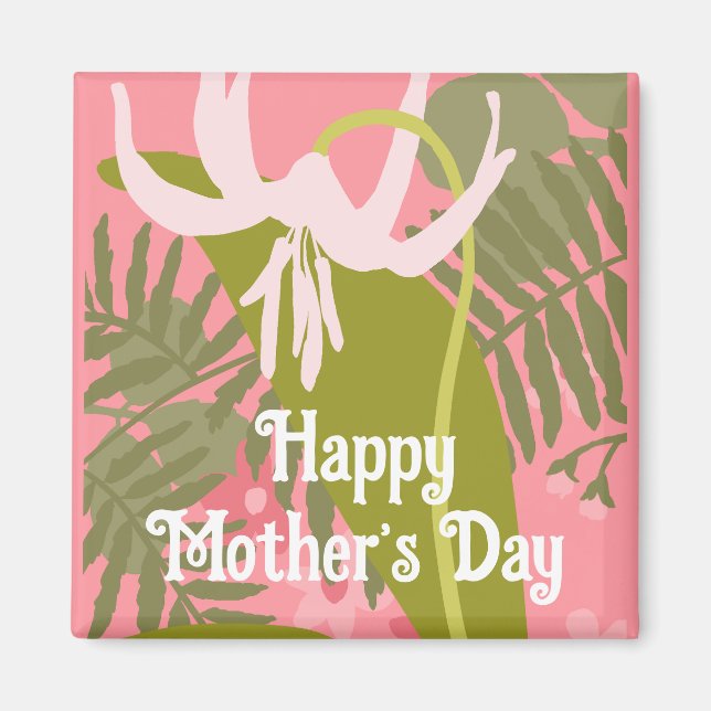 Happy Mother's Day rosa Blumenmagnet Magnet (Vorne)