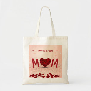 Happy Mother's Day Rose Heart Bouquet Tragetasche