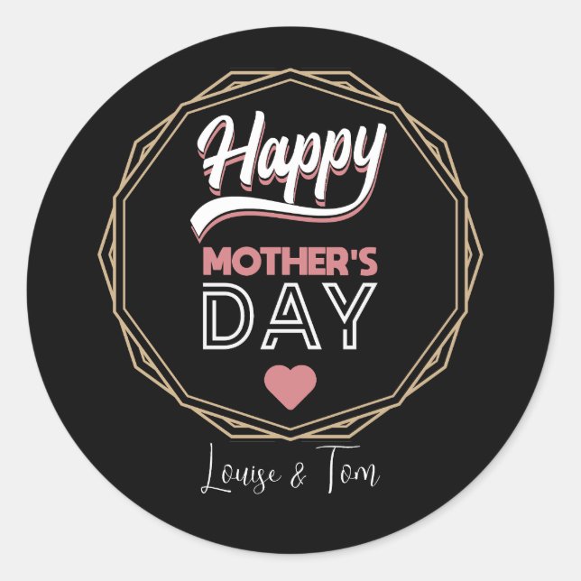 Happy Mother's Day Runder Aufkleber (Vorderseite)