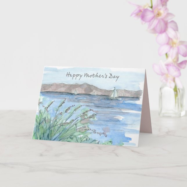 Happy Mother's Day Sailing Mountain Lake Adventure Karte (Orchidee)