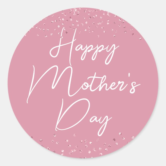 Happy Mother's Day Script auf Pink Runder Aufkleber (Vorderseite)