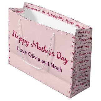 Happy Mother's Day Script blassrosa Name des Giver Große Geschenktüte