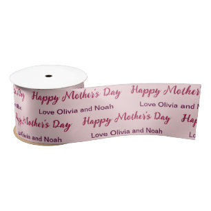 Happy Mother's Day Script blassrosa Name des Giver Satinband