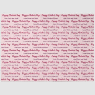 Happy Mother's Day Script blassrosa Name des Giver Seidenpapier