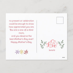 Happy Mother's Day simple Blume Mama & Baby Foto Feiertagspostkarte