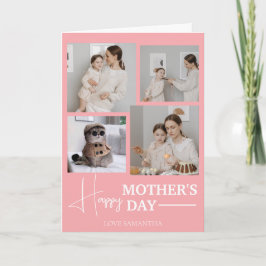 Happy Mothers Day Simple Modern Script Vier Foto Karte
