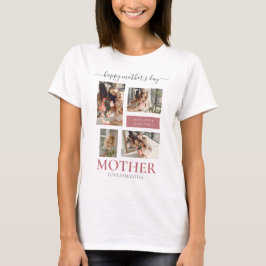 Happy Mothers Day Simple Modern Script Vier Foto T-Shirt