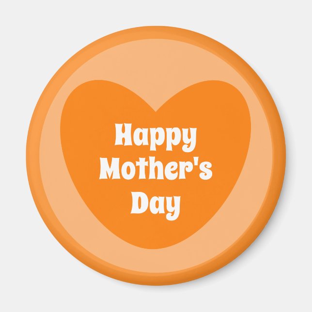 Happy Mother's Day Simple Niedlich Orange Heart Magnet (Vorne)