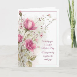 Happy Mother's Day Soft Feminine Pink Rose Karte