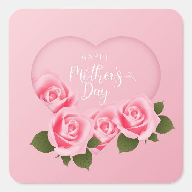 Happy Mother's Day Square Sticker (Vorderseite)
