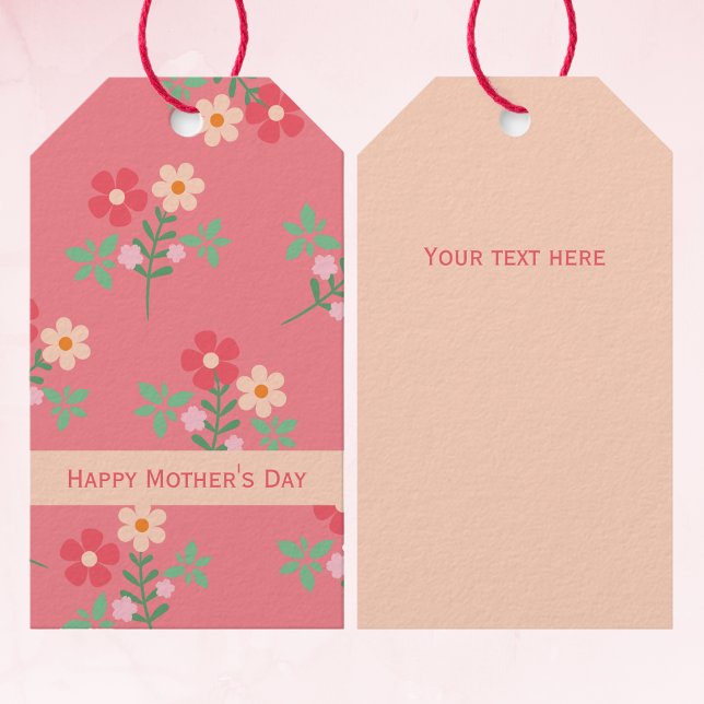 Happy Mother's Day Sweet Pink Daisy Bouquet Retro Geschenkanhänger (Von Creator hochgeladen)