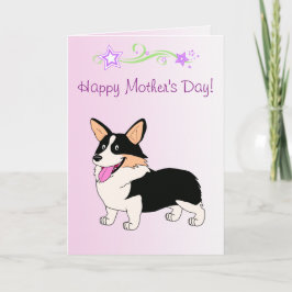 Happy Mother's Day Tricolor Corgi Karte