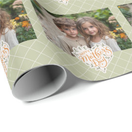 Happy Mother's Day Typografy Heart Foto Geschenkpapier