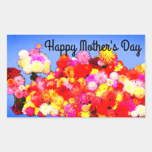 Happy Mother's Day Verschiedene Dahlias #2-3 Stick Rechteckiger Aufkleber