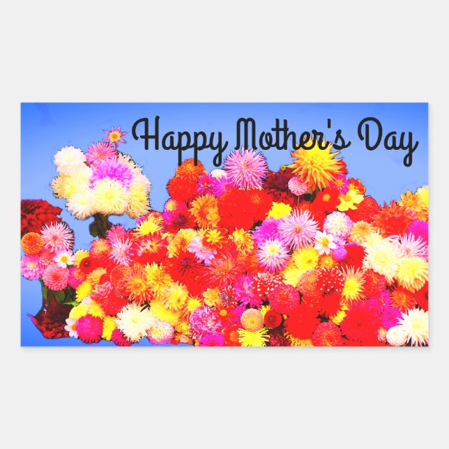 Happy Mother's Day Verschiedene Dahlias #2-3 Stick Rechteckiger Aufkleber (Vorderseite)