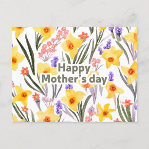 Happy Mother's Day Wasserfarbe Frühlingsblumen Postkarte