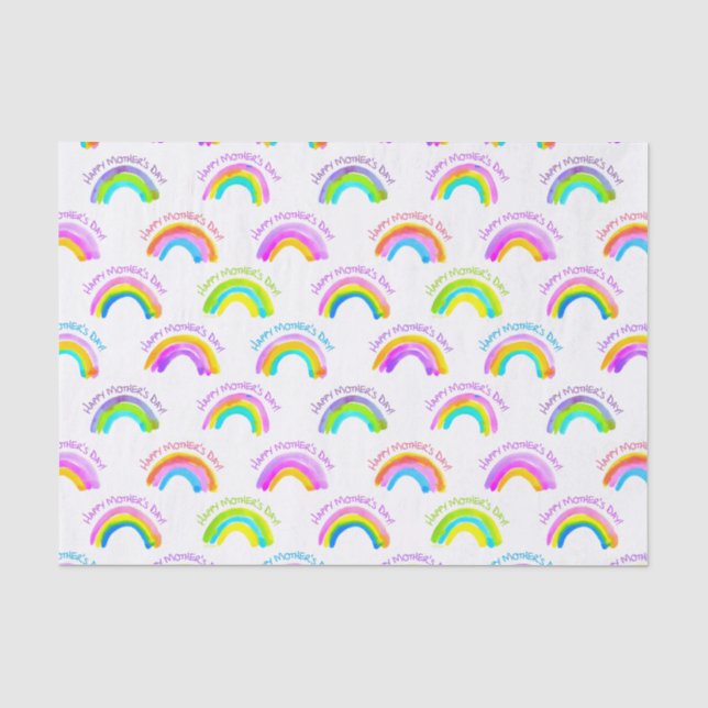 Happy Mother's Day Watercolor Rainbow Pattern Seidenpapier (Vorderseite)