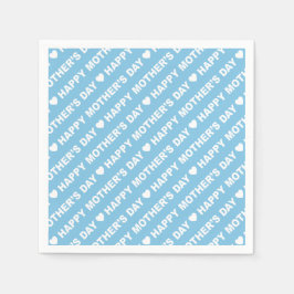 Happy Mother's Day White on Light Blue Serviette
