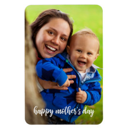 Happy Mother's Day White Script Foto Template Magnet