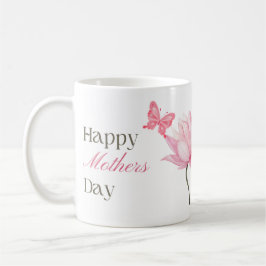 Happy Mother's Day with Pink Lotus and Butterfly  Kaffeetasse