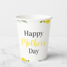 Happy Mother's Day Yellow Floral und Blätter Party