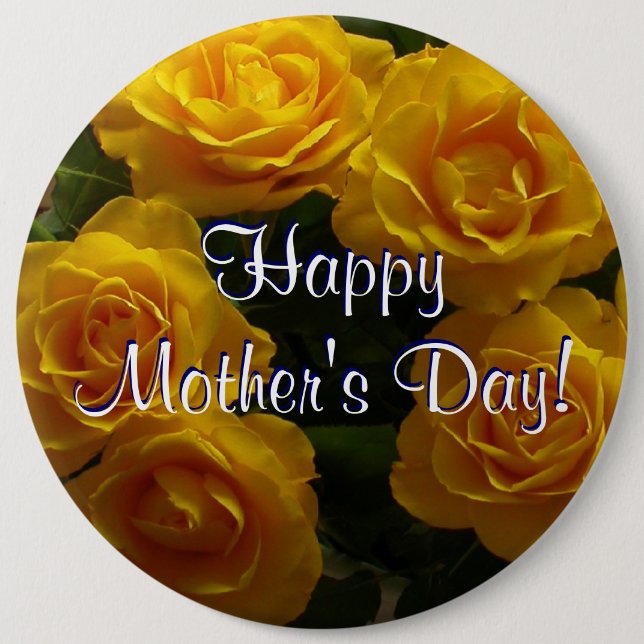 Happy Mother's Day Yellow Roses Button (Vorderseite)