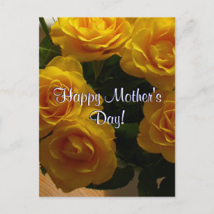 Happy Mother's Day Yellow Roses Postkarte
