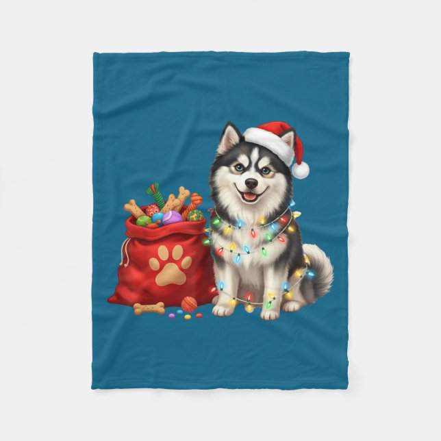 Happy Msky Christmas Lights Dog Mom Msky  Fleecedecke (Vorderseite)