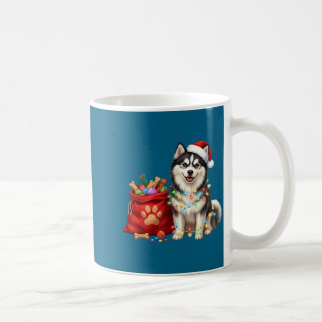 Happy Msky Christmas Lights Dog Mom Msky  Kaffeetasse (Rechts)