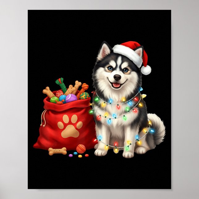 Happy Msky Christmas Lights Dog Mom Msky  Poster (Vorne)