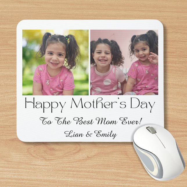 Happy Mthers Day, 2 Fotos Collage stilvoll modern Mousepad (Von Creator hochgeladen)