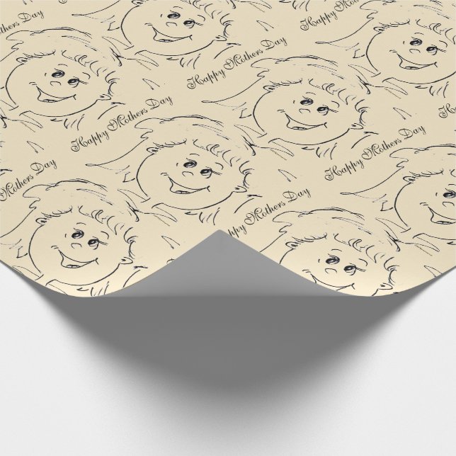 Happy Mthers Day animiert Gesicht Geschenkpapier (Ecke)