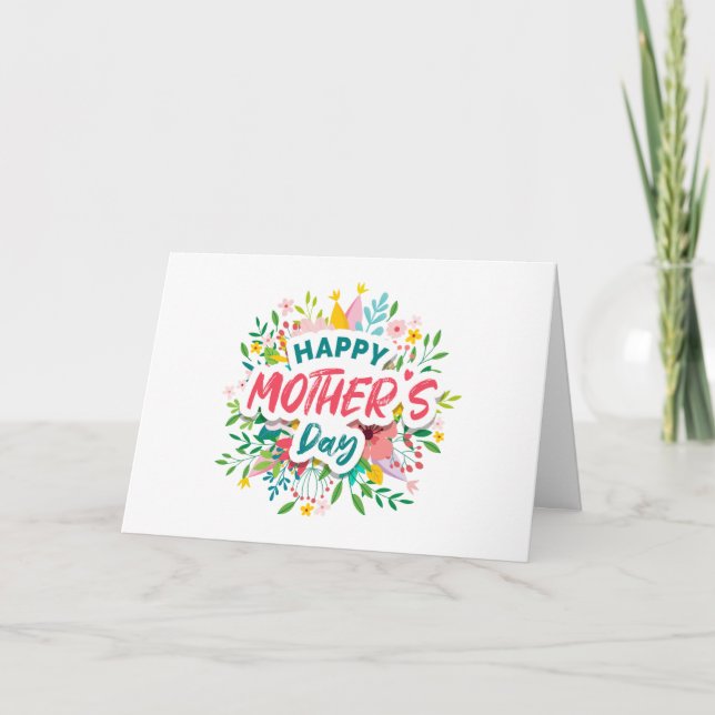 Happy Mthers Day Bright Botanical Floral Custom Karte (Vorderseite)