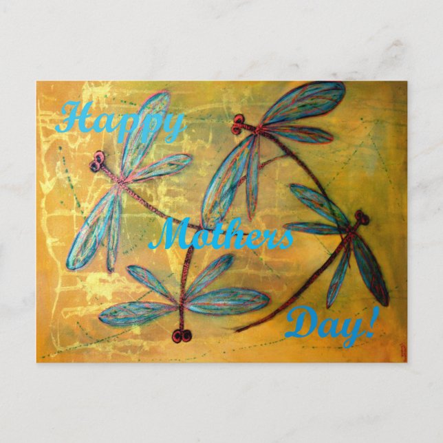 Happy Mthers Day Dragonfly Haze Postkarte (Vorderseite)