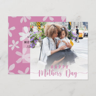 Happy Mthers Day Foto & Pink Floral Feiertagskarte