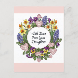 Happy Mthers Day from Daughter Floral Wreath Postkarte