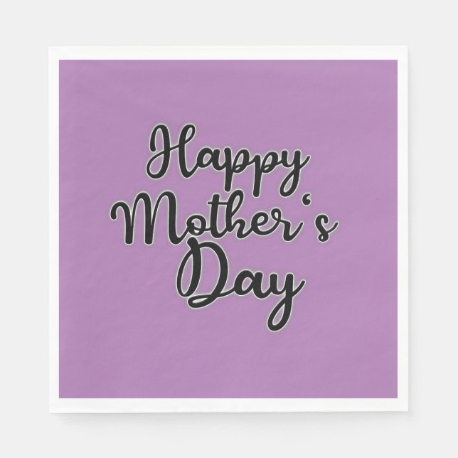 Happy Mthers Day Lila Napkin Serviette (Vorderseite)