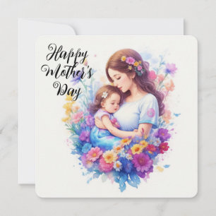 Happy Mthers Day Mother and Child with Blume Feiertagskarte