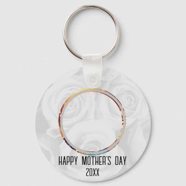 Happy Mthers Day Niedlich Child Foto floral Schlüsselanhänger (Vorderseite)