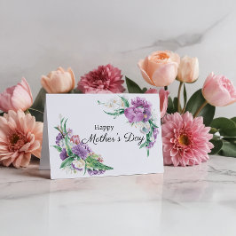 Happy Mthers Day Watercolor Lavender Floral Karte