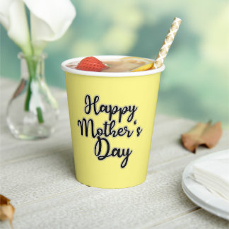 Happy Mthers Day Yellow Pappbecher