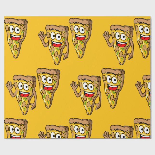 Happy Mushroom Pizza Slices Geschenkpapier (Flach)