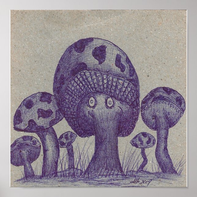 Happy Mushroom Prints Poster (Vorne)