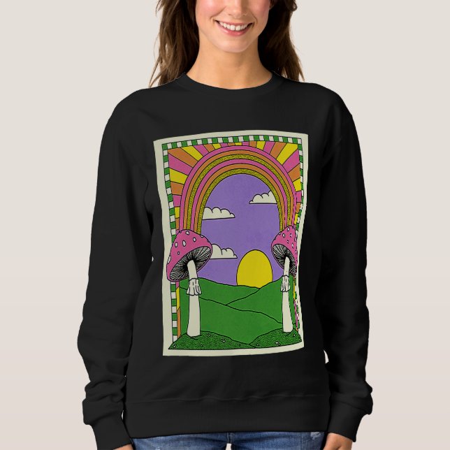 Happy Mushroom Psychedelics Rainbow Sweatshirt (Vorderseite)