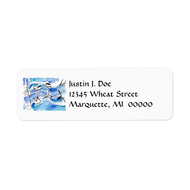 Happy Musical Notes Drehend Music Address Labels (Vorne)