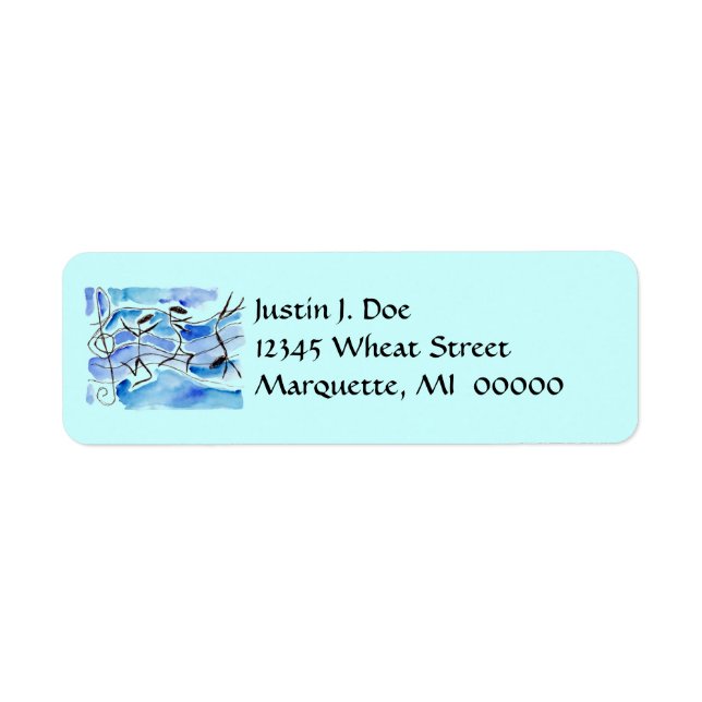 Happy Musical Notes Drehend Music Address Labels (Vorne)