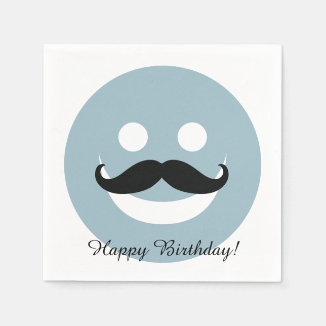 Happy Mustache Face Serviette (Vorderseite)