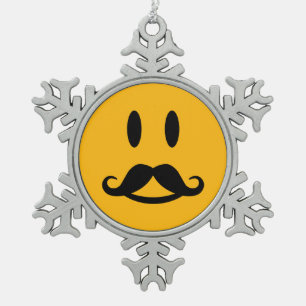 Happy Mustache Zollschmuck Schneeflocken Zinn-Ornament
