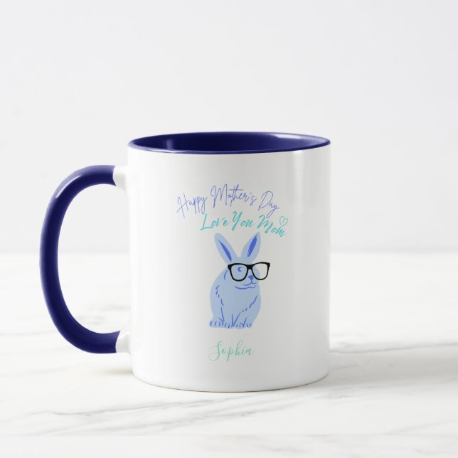 Happy Mütter Day Blue Bunny Tasse (Links)
